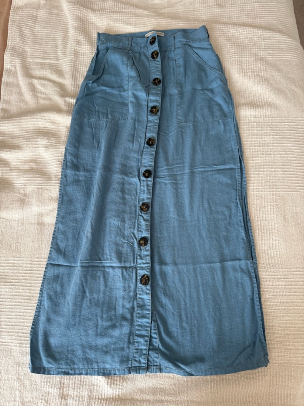 Urban Outfitters Teal Button-Front Midi Skirt